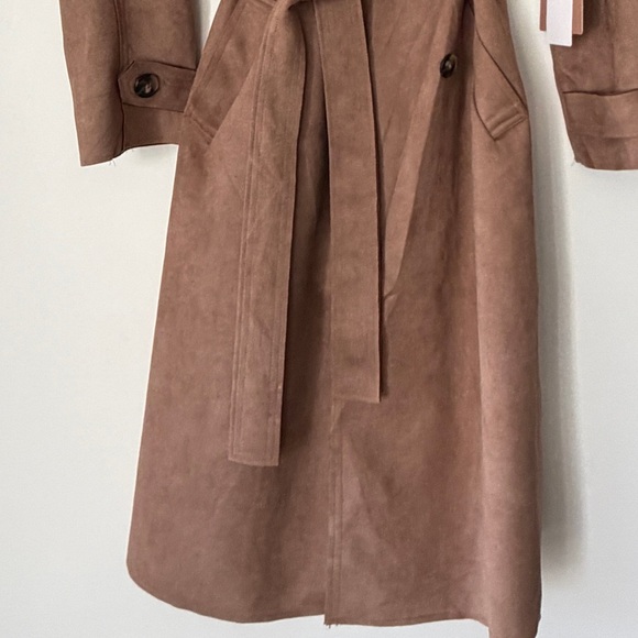 NWT Women’s Faux Suede Trench Coat – Camel Brown – М - Picture 6 of 6